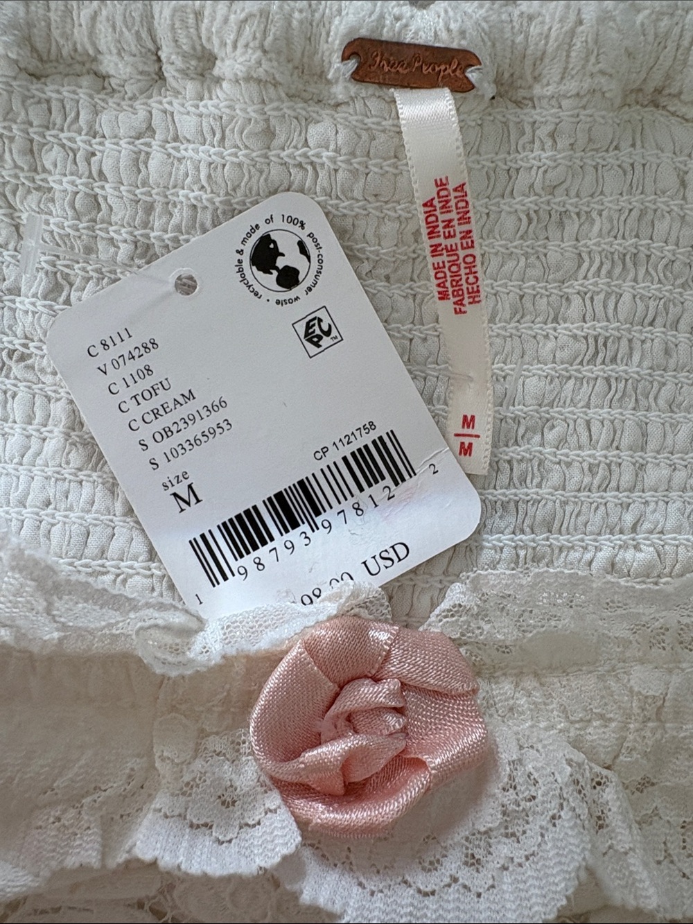 NWT! Free People Jocelyn Maxi Corset Top Pink Ribbon Flowers Ruffles Sheer ~ M - Picture 6 of 8